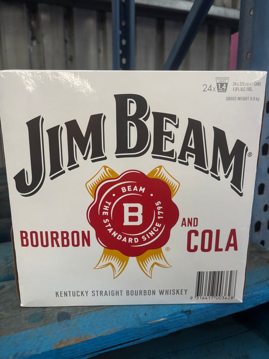 Jim Beam & Cola 4.8 % 375ml Cans 24pk Cube